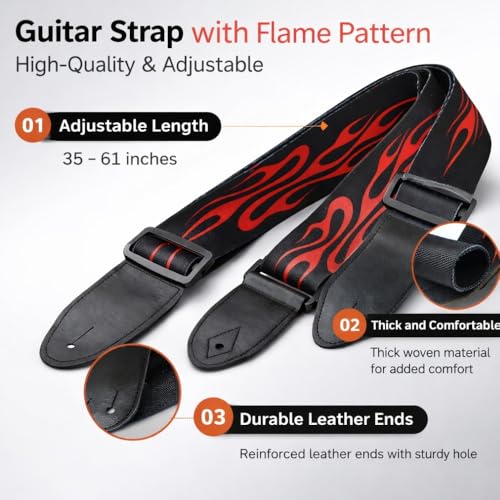 Image of MOCKING BIRD Guitar Belt with guitar wall mount hanger Adjustable Buckle Guitar strap for acoustic Guitar Electric Guitar bass Guitar Hanger with Colourful Plectrum picks