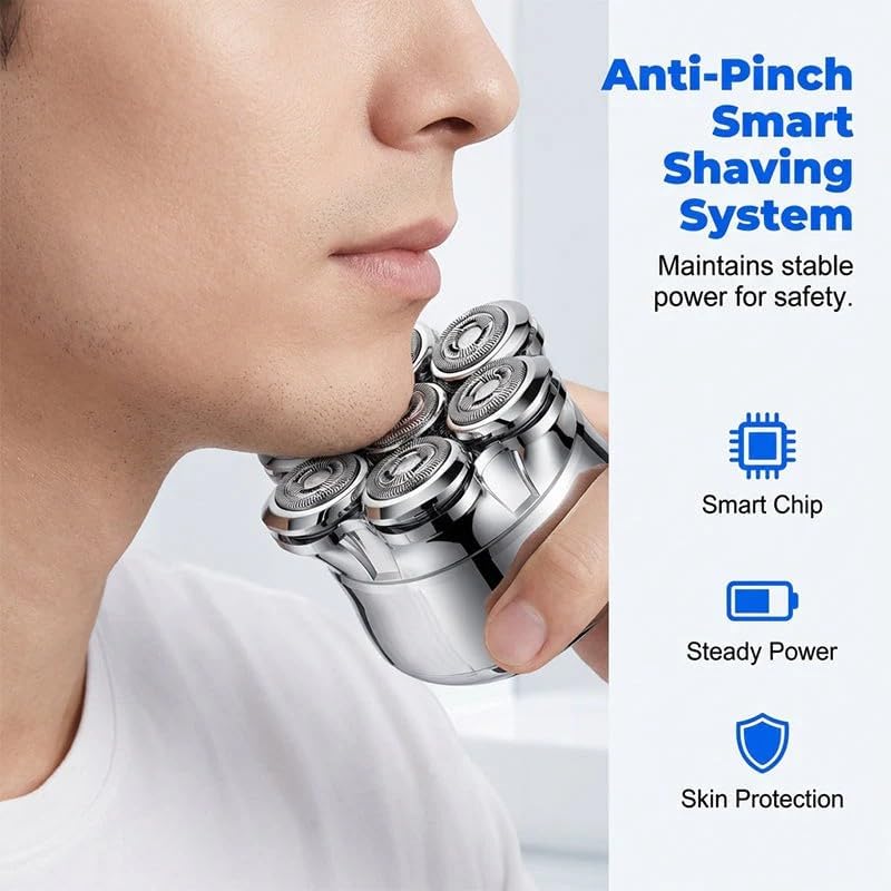 Waterproof Wet & Dry Rotary Shaver with 7D Floating Heads, Close Smooth Shave, One-Touch Cleaning Design, IPX7 Waterproof Electric Razor for Men for Beard Nose Sideburns (Gunmetal Black)