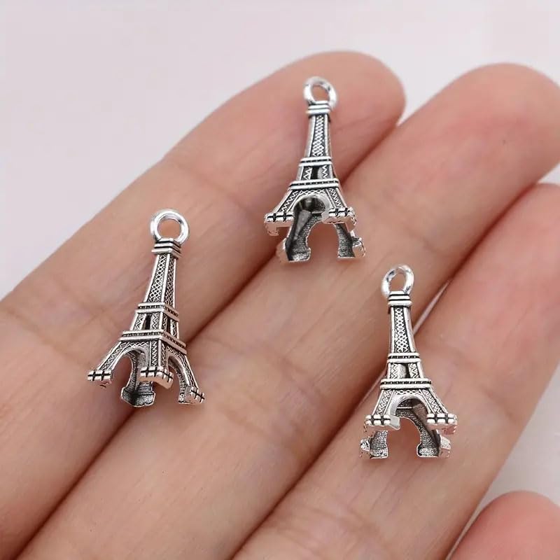 60Pcs Silver Plated Tower Charms Eiffel Tower Pendants Travel Souvenirs For Jewelry Making DIY Handmade Necklace Earrings KeyChain Accessories image 4