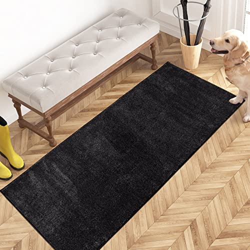 PURRUGS Dirt Trapping Door Mat 24" x 59", Non-Slip Machine Washable Entry Rug, Shoe Scraper, Dog Doormat, Super Absorbent Welcome Mat for Front & Back Door, Muddy Shoes & Paws, Charcoal
