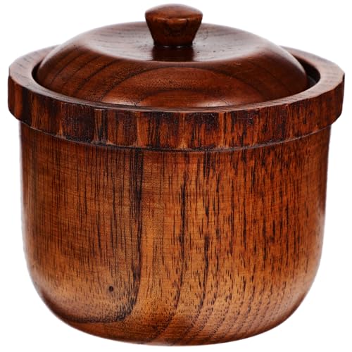 Unomor Box Jujube Seasoning Bottle Food Storage Jars Salt Cellar Sauce Jar Condiment Container with Lid Novelty Bowl with Lid Tea Dispenser Oil Dispenser Seasoning Pot Brown Jujube Wood