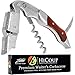Waiters Corkscrew by HiCoup - Professional Stainless Steel with Red Pear Wood Inlay All-in-one Corkscrew, Bottle Opener and Foil Cutter, The Favoured Wine Opener of Sommeliers, Waiters and Bartenders