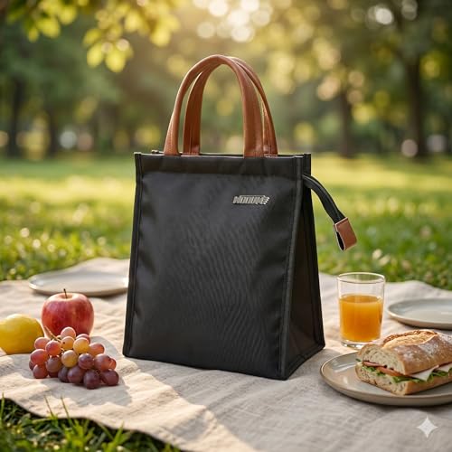 Image of Wooum Lunch Bag for Office with 1 Year Warranty, Insulated Tiffin Holder for Women & Men, Waterproof Thermal Lunch Holder with Bottle Holder Large Capacity Tiffin Box Carry Bag for Travel Daily Use