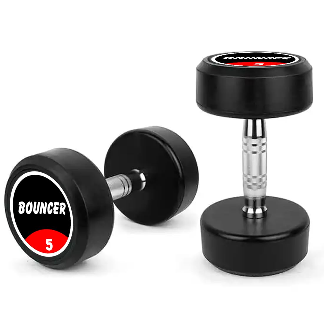 RAWFIT Rubber Coated Bouncer Dumbbells Weights | Professional Round Dumbbells, Dumbbell Set (Black, 5 Kg)-image-20