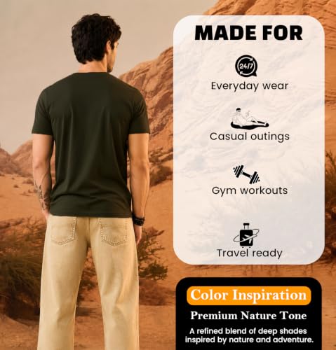 Image of Sleepynuts Men's Everyday Wear Crew Neck Regular Fit T-Shirt | Half Sleeve Solid Plain Casual T-Shirt for Men | Soft Breathable Fabric |