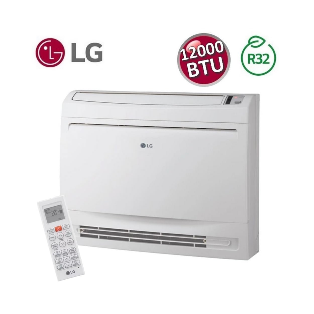 LG Unidad Interior Consola 12000 Btu UQ12F.NA0 para Sistemas Mono o Multisplit, Consola de Suelo para Aire Acondicionado, Bomba de Calor 4 kW, Frío 3,5 kW, R32, Blanco (Unidad Exterior No Incluida)