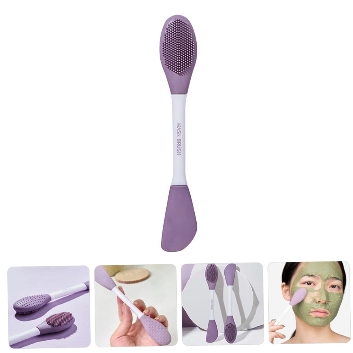 VICASKY Facial Mask Tool Silicone Mask Applicator Double-Head Brush Facial Scrubber Skincare Brush