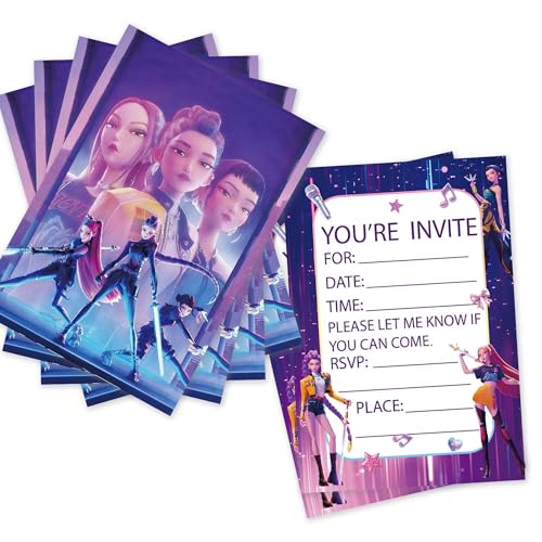 RUCHULOVE 12 Pcs Demon Anime Hunter Birthday Invitations Cartoon Birthday Party Invitations Perfect for Birthday Parties Themed Parties Holiday Celebrations and Other Occasions