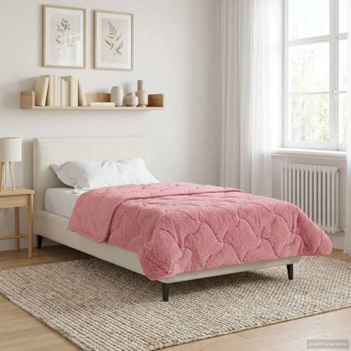 Manta de verano rosa de 135 x 200 cm, microfibra y forro polar de peluche, transpirable, para interiores, manta ligera lavable con relleno de fibra, ideal como manta para todo el año