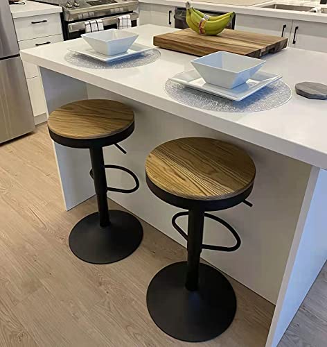 Younuoke Bar Stools Set Of 2 Round Adjustable Swivel Counter Height Barstool Backless Wood And Metal Bar Stools With Footrest Modern Bar Chair For Kitchen Counter Island #TOP5