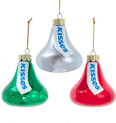Juego de adornos Kurt Adler de vidrio para árbol de Navidad, con diseño de bombones Hershey's Kisses