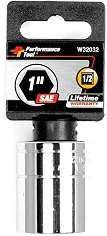 Soquete sextavado de 6 pontos Performance Tool W32032, encaixe de 12,7 mm (1/2 pol.), tamanho 2,54 cm (1 pol.)