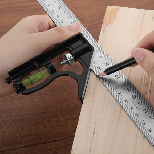 2Pcs Square Carpentry Metal Set, 150 + 300mm Adjustable Combination Try Square Tool with Spirit Level & Marking Needle, 45 & 90 Degree Multifunctional Right Angle Ruler for Engineers Carpenter 7 2Pcs Square Carpentry Metal Set, 150 + 300mm Adjustable Combination Try Square Tool with Spirit Level & Marking Needle, 45 & 90 Degree Multifunctional Right Angle Ruler for Engineers Carpenter - Image 7