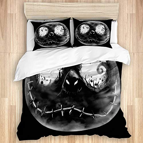 LASINSU Parure de lit Adulte,Jack Skellington Juste Sourire,1 Housse de Couette 220x240cm+2 Taies...
