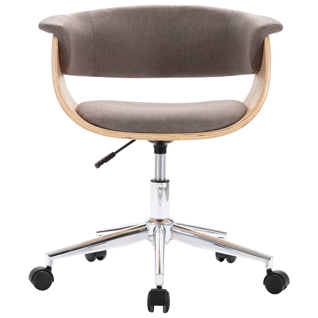 vidaXL Silla de Oficina Giratoria Ruedas Despacho de Altura Ajustable Regulable de Escritorio de Ordenador Tela Gris Taupe Madera Curvada
