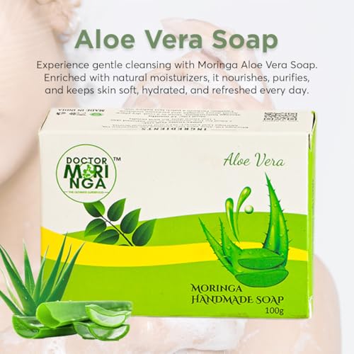 Image of Herbal Handmade Bathing Soap 100gm (4 Piece) | Aloevera Soap for Deep Cleansing | Removes Dirt & Impurities | No Mineral Oils | Suitable for All Skin Types