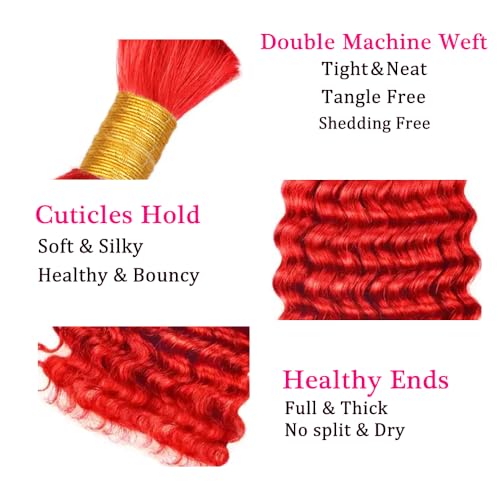 Red Braiding Hair Deep Wave Bulk - Burgundy Boho Extensions