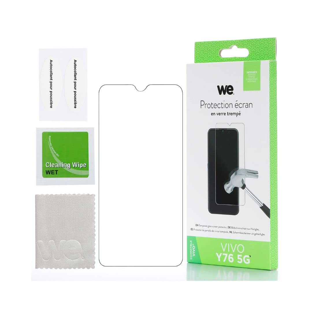 We Vetro temperato per [Vivo Y76 5G]- Pellicola protettiva anti-graffio, anti-bolle d'aria, ultra resistente, durezza 9H Glass