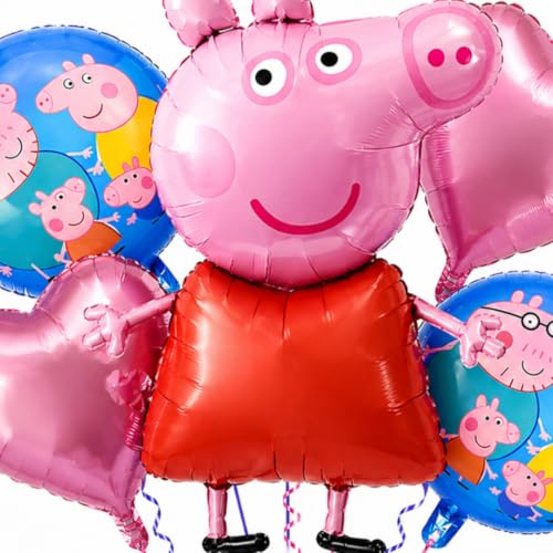 Image of WP WANNA PARTY Pep-Pa Pig Balloons Set Of 5 For Kids Theme Party, Birthday Foil Balloons For Birthday Decoration Items