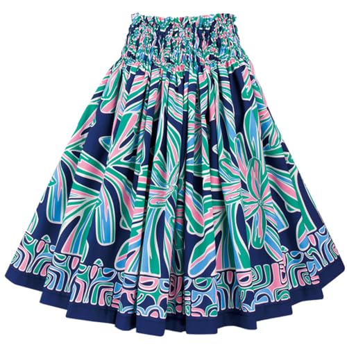 [アビバーレ] パウスカート SK444-7-3667フラダンス 衣装 フラダンス衣装 フラスカート ハワイアン 発表会 フラ衣装 ネイビー パーム ティアレ 花柄 プリントスカート ロングスカートのサムネイル