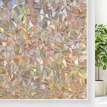rabbitgoo Rainbow Window Film Privacy Film for Glass Windows, Decorative Stickers for Glass Privacy, Static Cling Self-Adhesive Vinyl Rainbow Stickers Brown 44.5x200cm