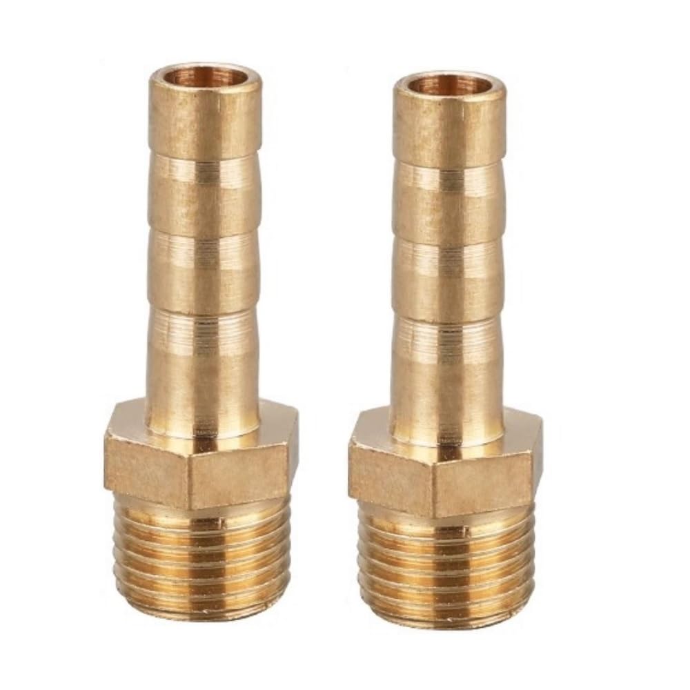 MiJunHD 2PCS Brass Reducer Connector | 6mm Hose Barb Tail to G1/8≈9.5mm BSP Thread | Pipe Thread Reducing Joint Tubing Plumbing Adapter for Connection & Converting Pipe