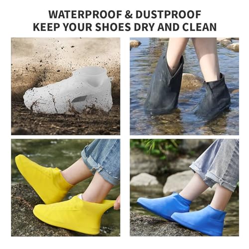 ZenithyrEn 4 Paar Schuhüberzieher Wasserdicht, Regenschutz Schuhe, Silikon Überschuhe, Einfach Anzuziehen, Hohe Elastizität, Rutschfest, Abriebfest, Ideal Für Regen und Schnee