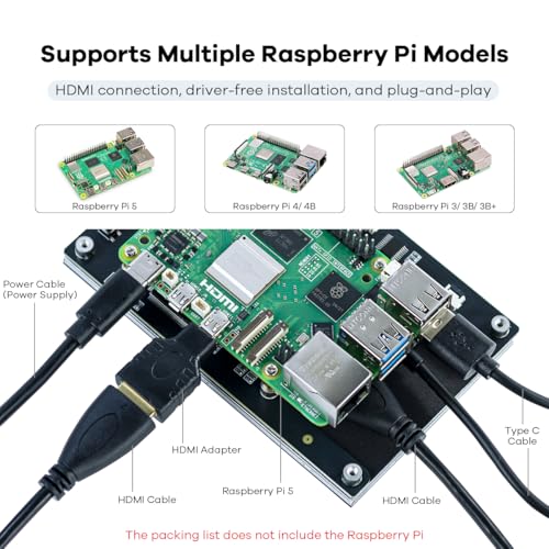 Image of Hosyond 5 inches Touchscreen IPS LCD Display Panel 1024x600 HDMI Capacitive Screen for Raspberry Pi5 /Pi4 /Pi3 /ZERO 2W, BB Black, Windows