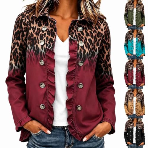 Aniywn Women'S Fall Jackets Lightweight Ruffle Double Breasted Cardigan - image 6