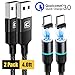 Price comparison product image Magnetic Type C Charging Cable QC 3.0A, CAFELE Magnetic USB C Charger Cable Nylon Braided with LED Light, Magnet Type C Cable Fast Charger for Type C Black (1.2M/4ft, 2Pack)
