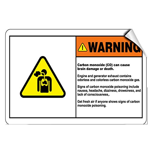 Warning Carbon Monoxide Cause Brain Damage Or Death Label Decal Sticker 7x5