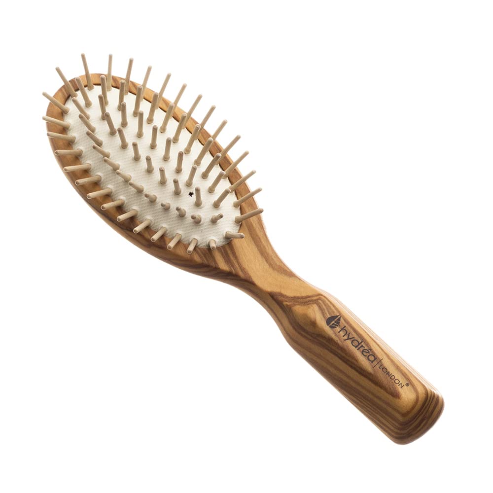 Olive Wood Antistatic Hair Brush with Olive Wood Teeth - Travel Size 17cm