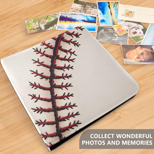 Yettasbin Photo Albums, Baseball Pu Leather Bookshelf Photo Albums, Large Waterproof Diy 3 Ring Scrapbooking Album With 40 Detachable Blank Pages For Family Wedding Baby Life Memory thumb #4