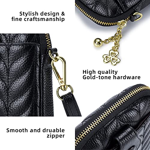 Small Quilted Leather Crossbody Bag for Women, Ladies Minimalist Cell Phone Purse with Strap, Lightweight Shoulder Bag4