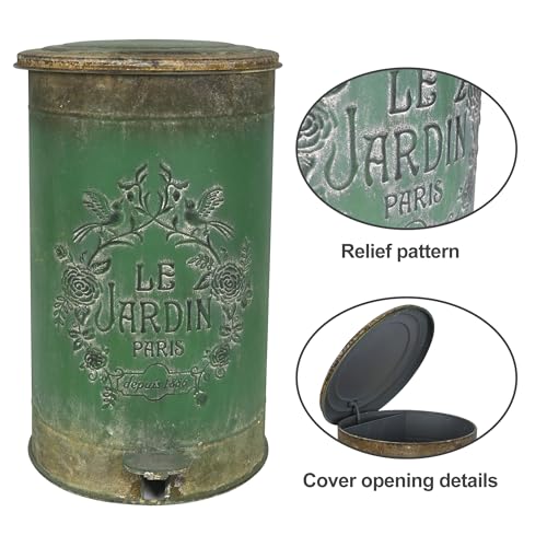 Image of Outdoor Dog Poop Trash Can with Lid-15L /4 Gal,Commercial Outdoor Retro Metal Garbage Can with Foot Pedal,Perfect for Shopping Mall,Office,Pets Park,Backyard