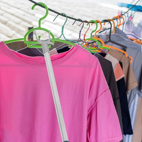 MUSISALY Edelstahl Kleiderstange Ausziehbar Lange Garderobenstange Mit Haken Praktische Aufhängehilfe Für Kleiderbügel Ideal Für Schrank Balkon Und Wäscheaufhängung