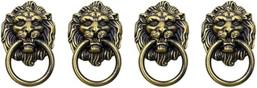Tiradores de argolla con cabeza de león, para cajón, aparador, armario de cocina, 2.6 pulgadas de largo x 1.6 pulgadas de ancho, paquete de 4