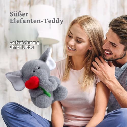 BEJOY Plüsch Elefant Teddy mit Herz Rose Plüschtiere Valentinstag Spielzeug – Bild 4
