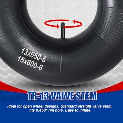 NYXOVA 2 Pack 13 x 6.50-6 Inner Tubes, TR-13 Straight Valve Stem Tire Tube, Universal Fit for Lawn Mowers, Wheelbarrows, ATVs, Go Karts, Durable, Shock Absorbing, Replacement Tire Tube