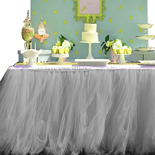 laamei Tutu Table Skirt Fluffy Tulle Tableware Yarn Tablecloth Gauze for Party, Wedding, Birthday Party & Home Decoration(36x31.5inch)