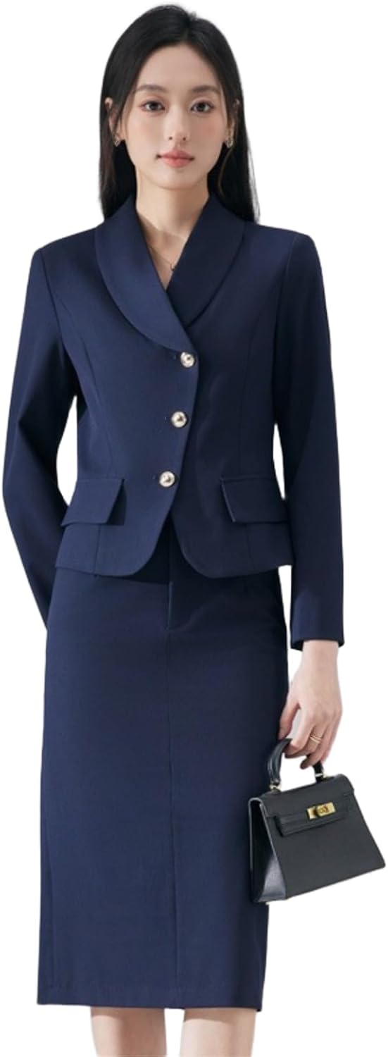 Spring Fall Preppy Blazer Suit Set Women's Office Interview Workwear