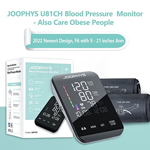 Joophys Blood Pressure Monitor Upper Arm (2022) , 9-17'' & 13-21'' Extra Large Xl Cuffs, Clinical Accurate Bp Machine, Large Led Screen With Date & Time, 4 Aaa Batteries Included #TOP1