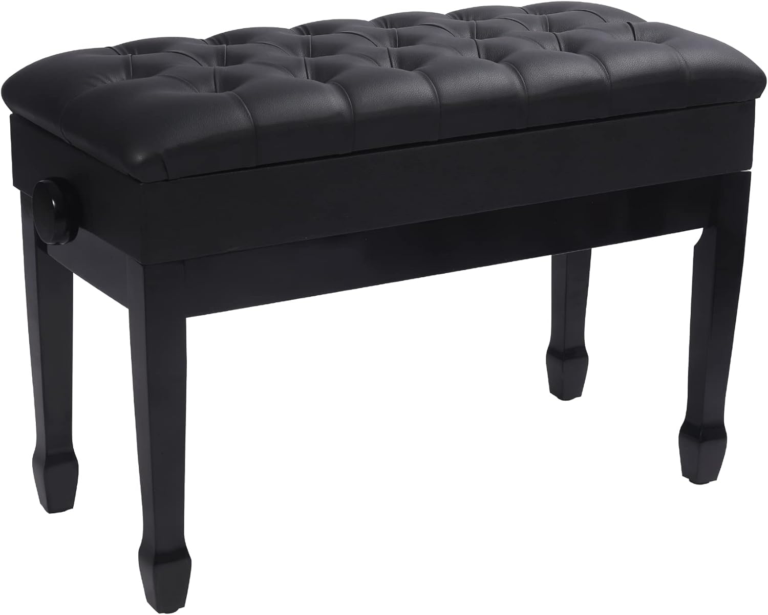 ALAPUR Adjustable Duet Piano Bench with Storage,Heavy Duty Wooden Double Keyboard Piano Bench Seat with PU Leather Cushion,Black Black- Adjustable Double Bench