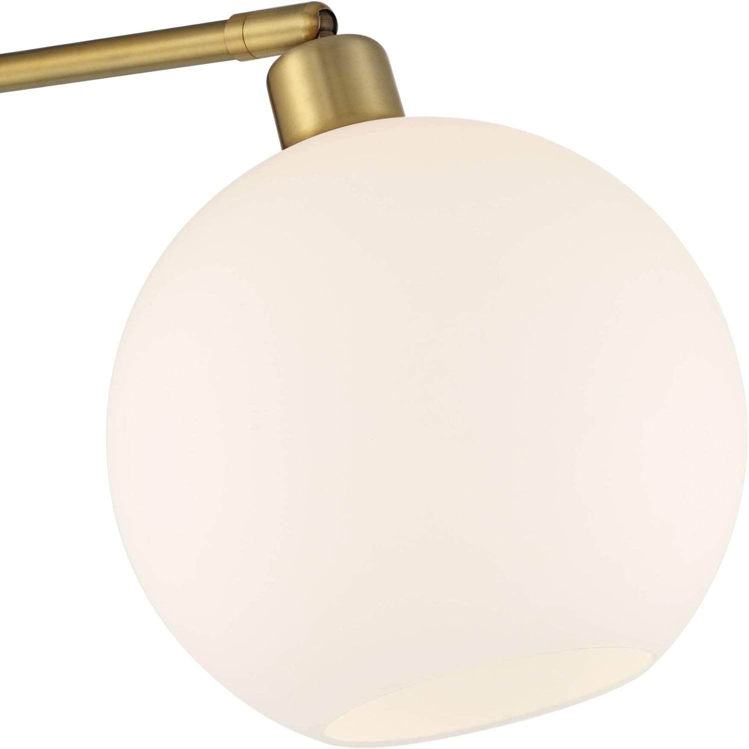 Possini Euro Design Casaba Mid Century Modern Chairside Arc Floor Lamp 64" Tall Warm Gold Metal Adjustable Swivel Frosted Glass Globe Shade for Living Room Reading Bedroom Office Family House Home