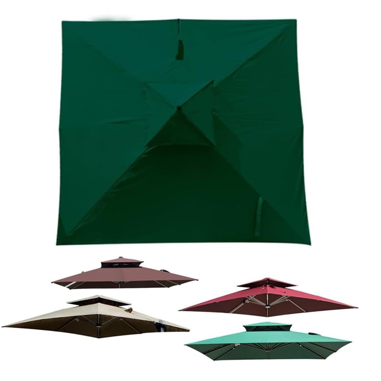 Cubierta de repuesto para sombrilla cuadrada de 3 m y 2,5 m, resistente a los rayos UV, para jardín, piscina, mercado, tela verde (250 x 250 cm)