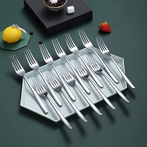 Image of aDai Set of 40 Luxury Silver Cutlery Set - Daily Use Stainless Steel Mirror Finish - 10 Dinner Spoon, 10 Fork, 10 Steak Knife & 10 Fruit Fork for Home, Restaurant & Gifting