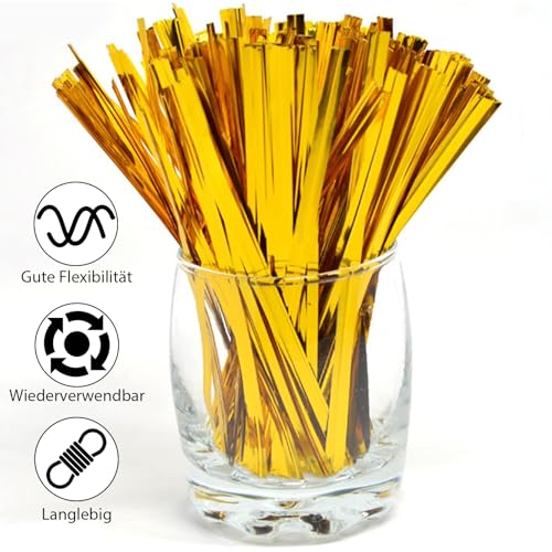 Cfcyhla Pack of 1000 Twist Ties Metallic Ties Closure for Bags Gold Ties Bag Clips Sealing Strips for Bakery Candy Bags Cookies Chocolate (3.9 inches) - Image 3