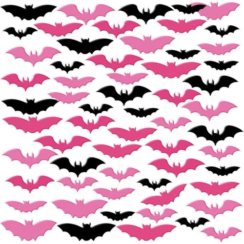 60 Pcs Halloween Decorations Window Clings Pink and Black Bats Gel Decals Halloween Bats Window Stickers for Home Office Indoor Outdoor Party Decor Accessories Supplies