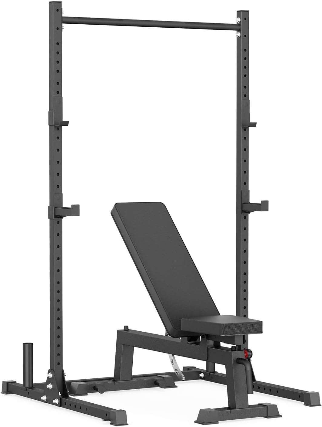 Squat Rack with Pull Up Bar, Adjustable Power Racks with Weight Plates Set & Barbell