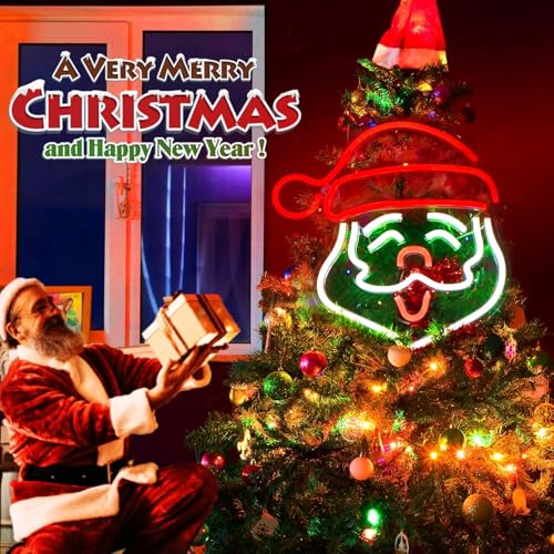 Image of Christmas Neon Sign, LED Neon Lights for Wall Decor, USB Neon Night Light Sign for Home Christmas Party Decor Christmas Gift Holiday Door Porch Decoration (Santa Claus)
